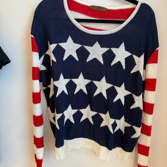 American Flag Knit Sweater Sz S/M - Picture 1 of 3